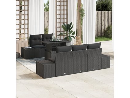 Set pohovek s polštářem 6 pcs Černá polyratan