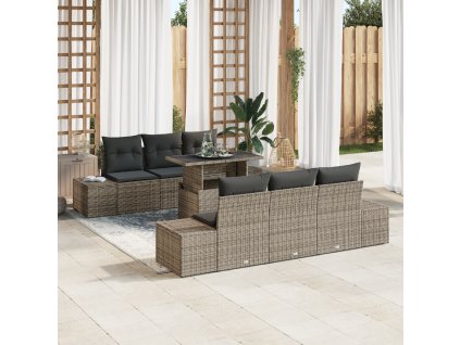 Set pohovek s polštářem 7 pcs Šedá polyratan