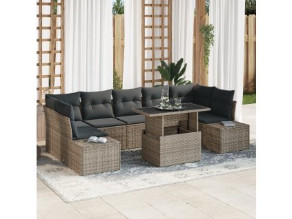 Set pohovek s polštářem 8 pcs Šedá polyratan