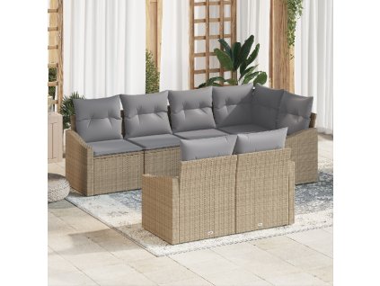 Set pohovek s polštářem 7 pcs Béžová polyratan