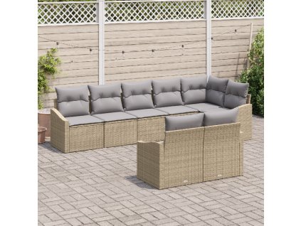 Set pohovek s polštářem 8 pcs Béžová polyratan