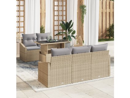 Sada zahradních pohovek 6 pcs Béžová a Světle šedá polyratan