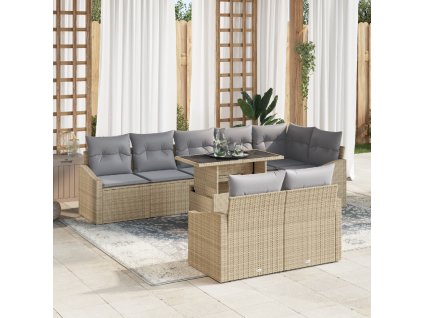 Sada zahradních pohovek s polštářem 9 pcs béžová a světle šedá