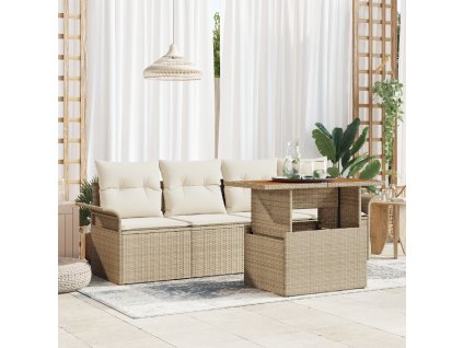 Sada zahradních pohovek s polštářem 5 pcs béžová a krémová