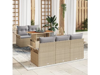 Sada zahradních pohovek 6 pcs Béžová a Světle šedá polyratan