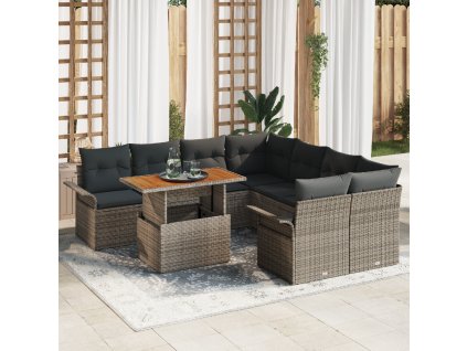 Sada zahradních pohovek s polštářem Šedá