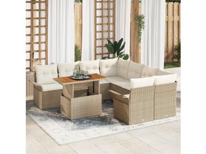 Sada zahradních pohovek s polštářem béžová a krémová