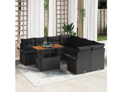 Sada zahradních pohovek s polštářem Černá