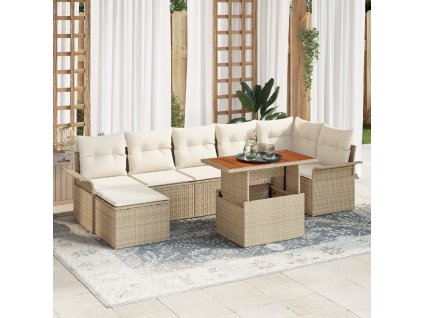 Sada zahradních pohovek s polštářem 8 pcs béžová a krémová