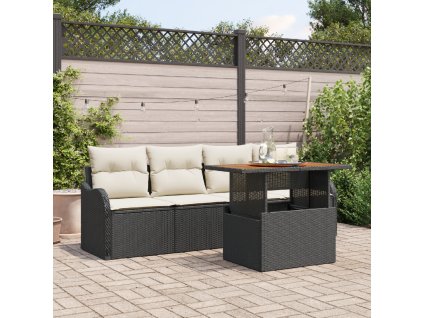 Sada zahradních pohovek 5 pcs Černá a krémová polyratan