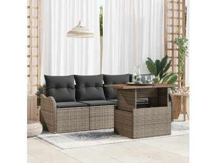 Sada zahradních pohovek s polštářem 5 pcs Šedá