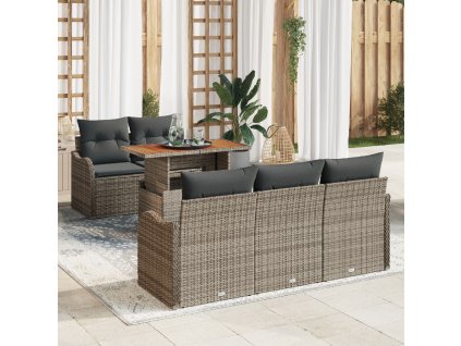 Sada zahradních pohovek s polštářem 6 pcs Šedá