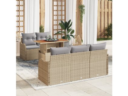 Sada zahradních pohovek s polštářem 6 pcs béžová a světle šedá