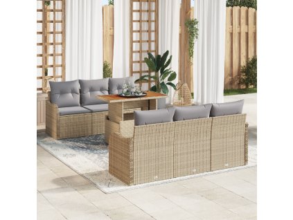 Sada zahradních pohovek s polštářem 7 pcs béžová a světle šedá