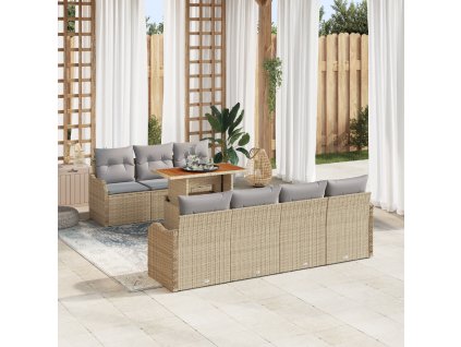 Sada zahradních pohovek s polštářem 8 pcs béžová a světle šedá