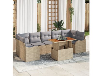 Sada zahradních pohovek 8 pcs Béžová a Světle šedá polyratan