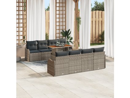 Sada zahradních pohovek s polštářem 7 pcs Šedá