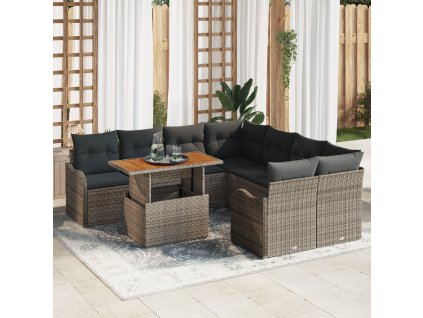 Sada zahradních pohovek s polštářem 7 pcs Šedá