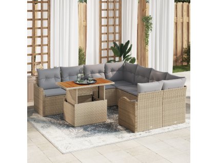 Sada zahradních pohovek s polštářem 7 pcs béžová a světle šedá
