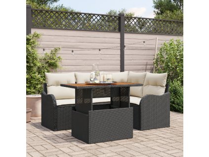 Sada zahradních pohovek 5 pcs Černá a krémová polyratan