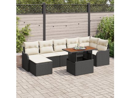 Sada zahradních pohovek s polštářem 8 pcs Černá a krémová