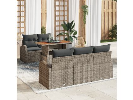 Sada zahradních pohovek s polštářem 6 pcs Šedá