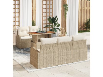 Sada zahradních pohovek s polštářem 6 pcs béžová a krémová