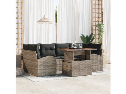 Sada zahradních pohovek s polštářem 7 pcs Šedá