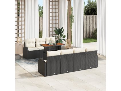 Sada zahradních pohovek s polštářem 8 pcs Černá a krémová