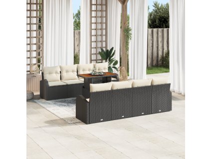 Sada zahradních pohovek s polštářem 7 pcs Černá a krémová