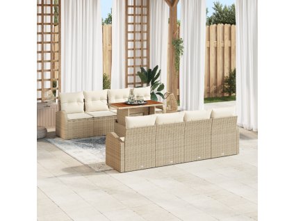 Sada zahradních pohovek s polštářem 7 pcs béžová a krémová