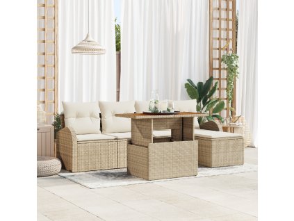 Sada zahradních pohovek s polštářem 6 pcs béžová a krémová