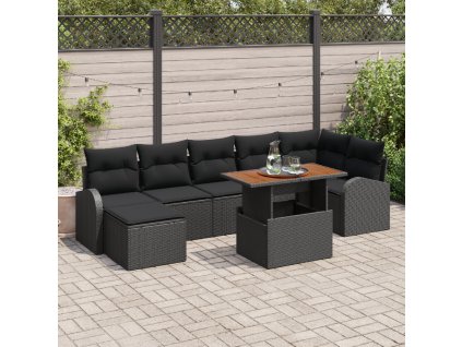 Sada zahradních pohovek s polštářem 8 pcs Černá