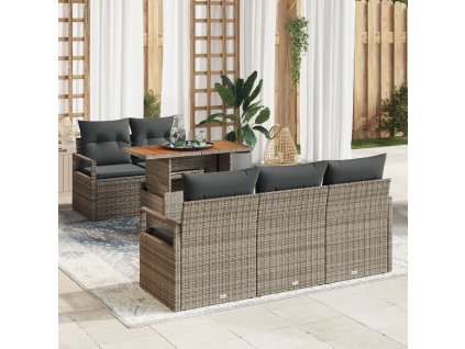 Sada zahradních pohovek s polštářem 6 pcs Šedá