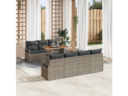 Sada zahradních pohovek s polštářem 8 pcs Šedá a hnědá