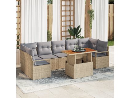 Sada zahradních pohovek s polštářem 8 pcs Beige a šedá
