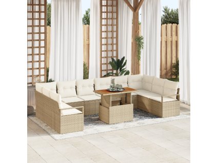 Sada zahradních pohovek s polštářem 11 pcs Béžová a krémová