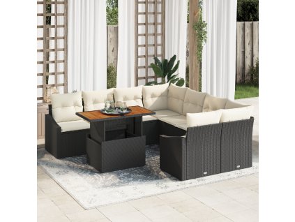 Zahradní jídelní souprava Černá a krémová 100 x 55 x 73 cm