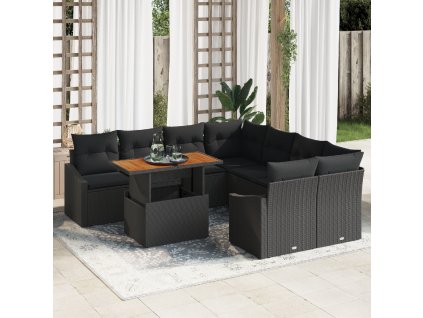 Zahradní jídelní souprava Černá a hnědá 100 x 55 x 73 cm