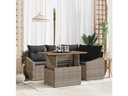 Zahradní jídelní souprava Šedá a hnědá 100 x 55 x 73 cm