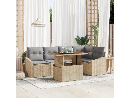 Zahradní jídelní souprava s polštářem 6 pcs Beige a šedá