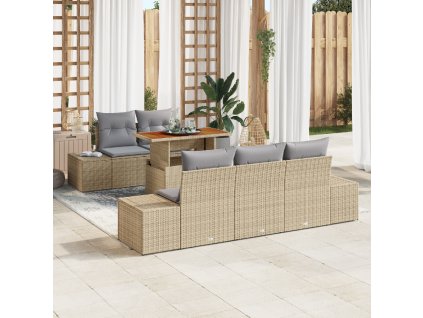 Zahradní jídelní souprava s polštářem 6 pcs Beige a šedá