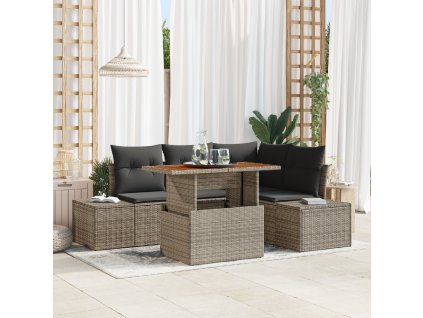 Sada zahradních pohovek s polštářem 5 pcs Šedá a hnědá