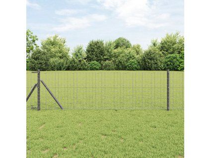Plot s sloupkem Šedá 0,4 x 10 m Ocel a PVC 3350377