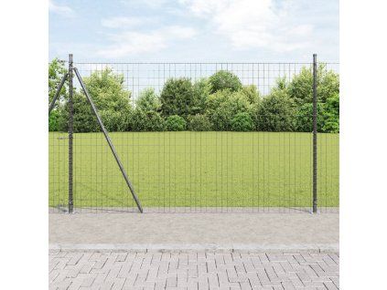 Plot s sloupkem Šedá 1,6 x 10 m Ocel a PVC 3350906