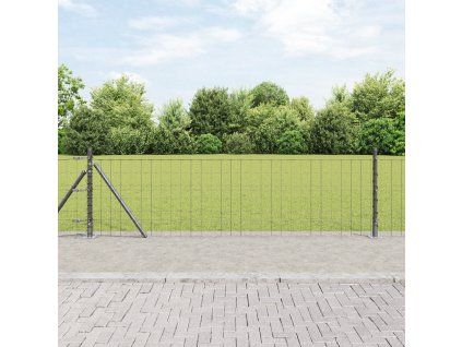Plot s sloupkem Šedá 0,4 x 50 m Ocel a PVC 3350962