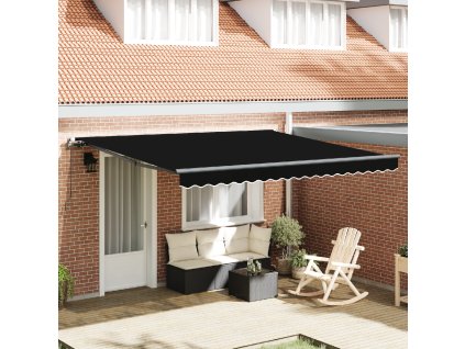 Budsorovatelné zastřešení Černá 400 × 350 cm Polyester a ocel