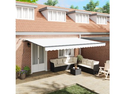 Automatická výsuvná markýza s LED Bílá 500x350 cm