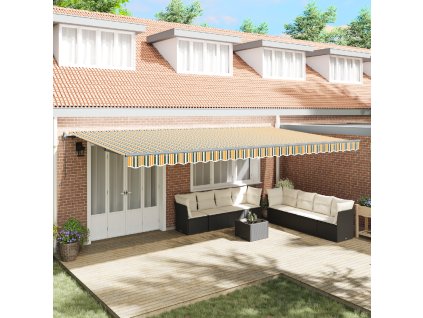 Automatická zasouvací markýza Zelená a žlutá 600x300 cm
