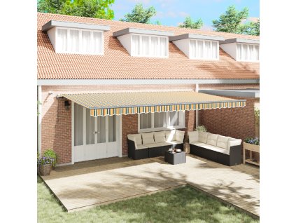 automatická zatahovací markýza s LED zelená a žlutá 600x300 cm